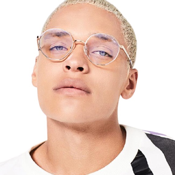 QUAY Eclectic Blue Light Glasses Pink Gold Frames - Picture 7 of 9